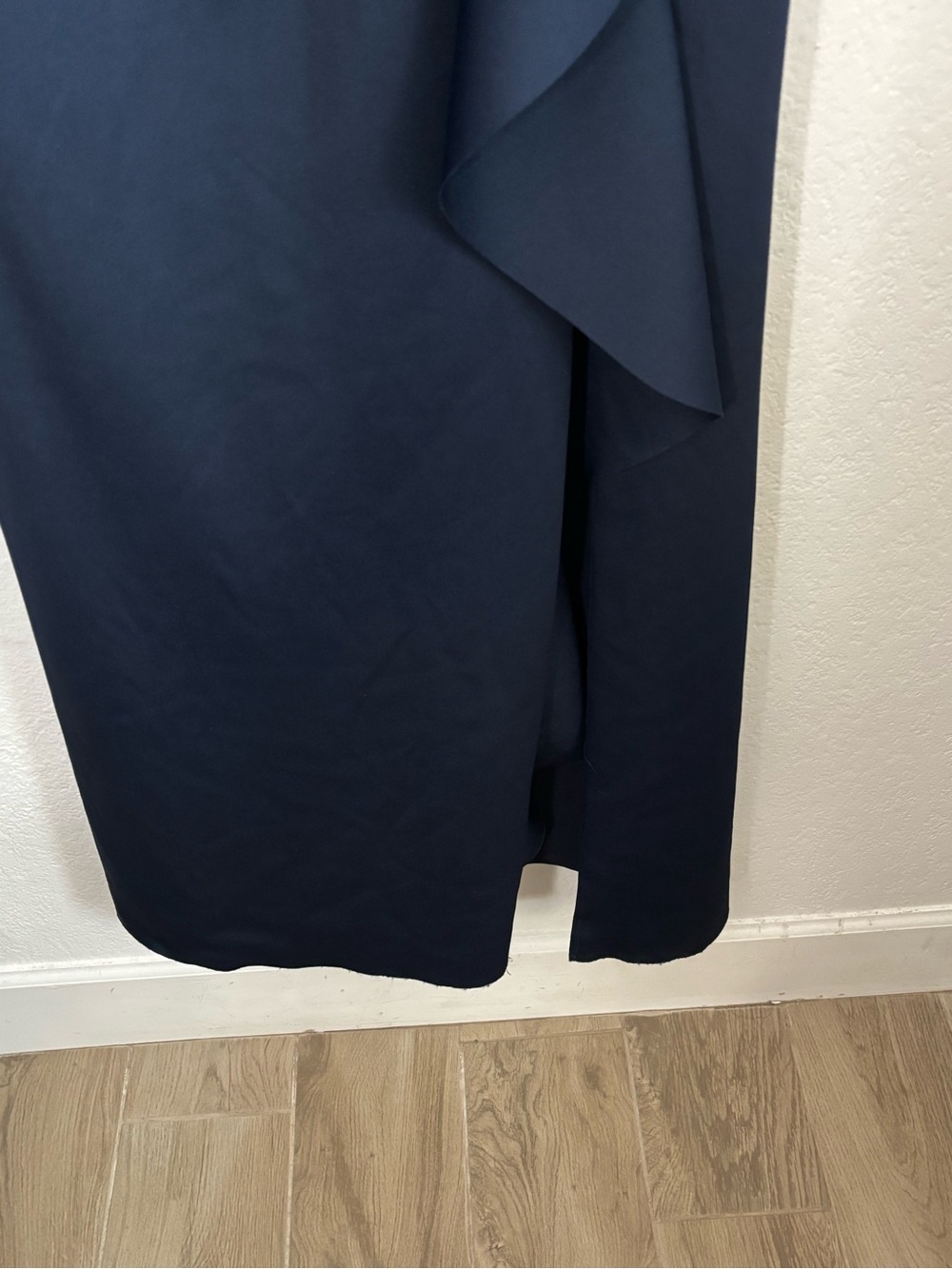 Xscape Off-Shoulder Navy Blue Ruffled Maxi Dress - Picture 7 of 9